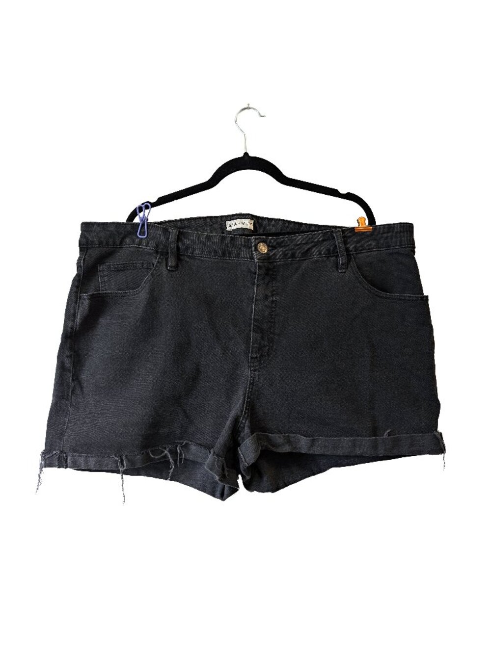 Ava & Viv Black Denim | Raw Hemmed | Cuffed Shorts Size 24